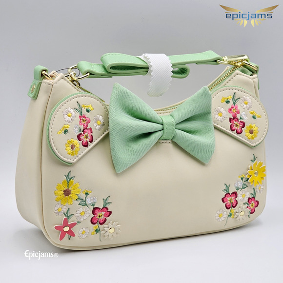 Loungefly Disney Minnie Mouse Floral Ears Mint Green Crossbody Shoulder Bag New - Picture 1 of 5